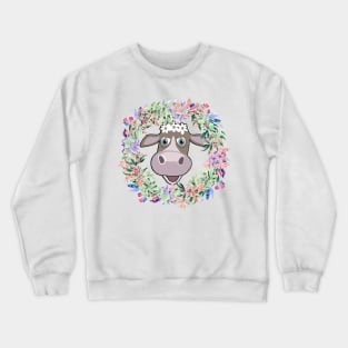 Cow Cute Cows Flower Wreath & Headband Accessory Gift Crewneck Sweatshirt